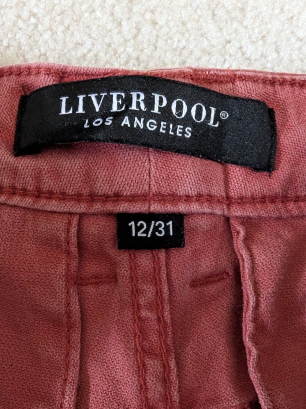 Liverpool Wide Leg Crop Pants - Vintage Wash Rust / Terracotta - Size 12/31 - Picture 5 of 9